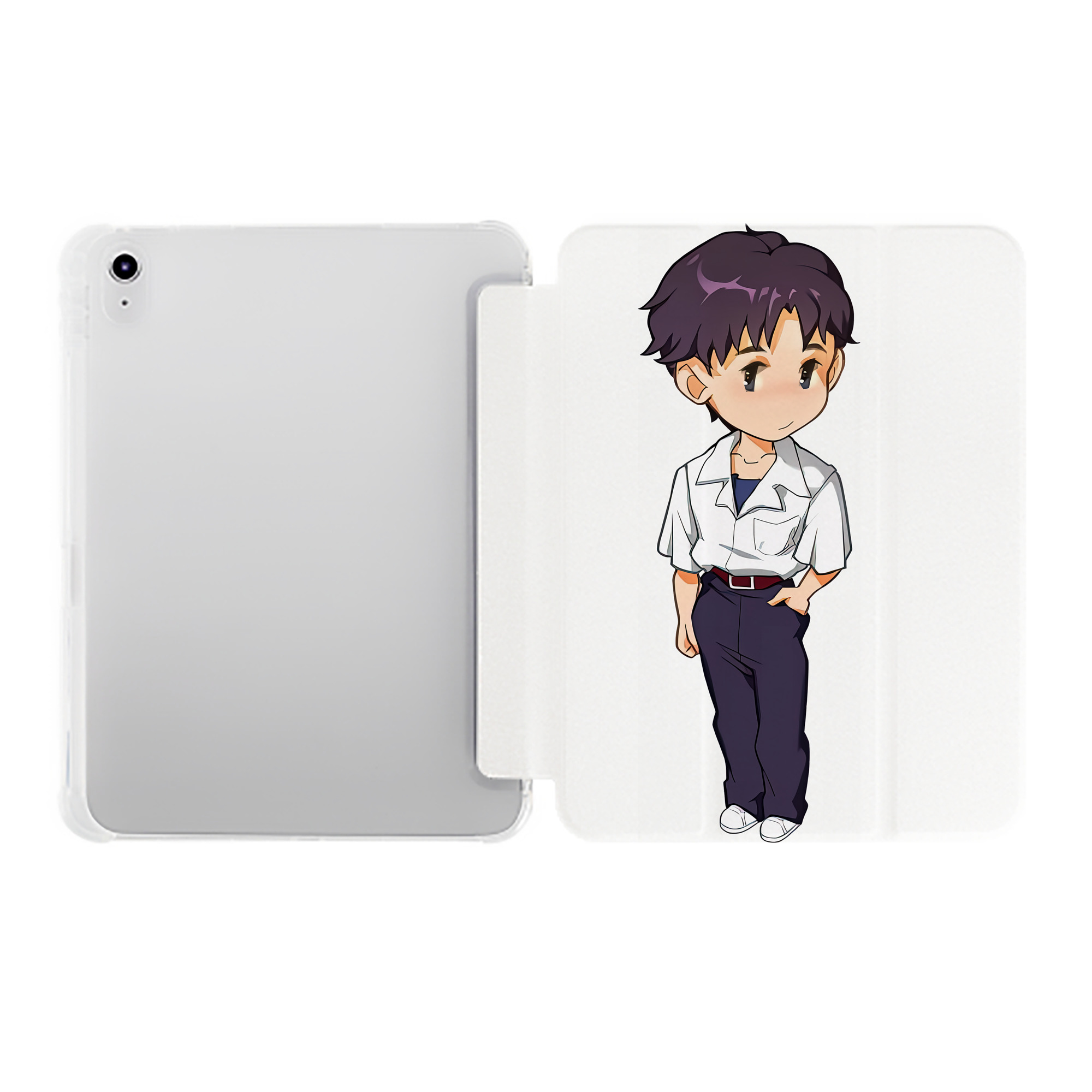 （画像用） EVA 新世紀エヴァンゲリオン IPad ケース ペン収納付き 三つ折りスタンド PUレザー×シリコン 対応機種9.5/10.5/10.9インチ